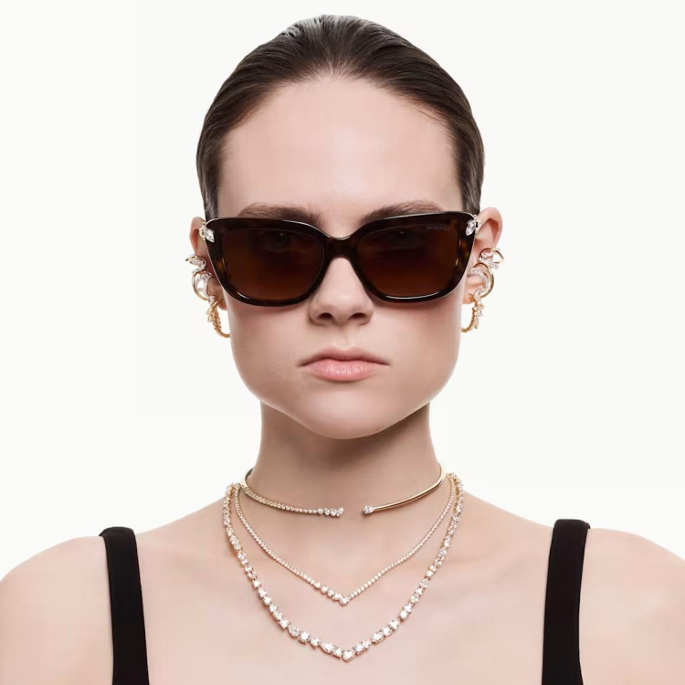 Mesmera necklace Mixed cuts, White, 18K gold finish